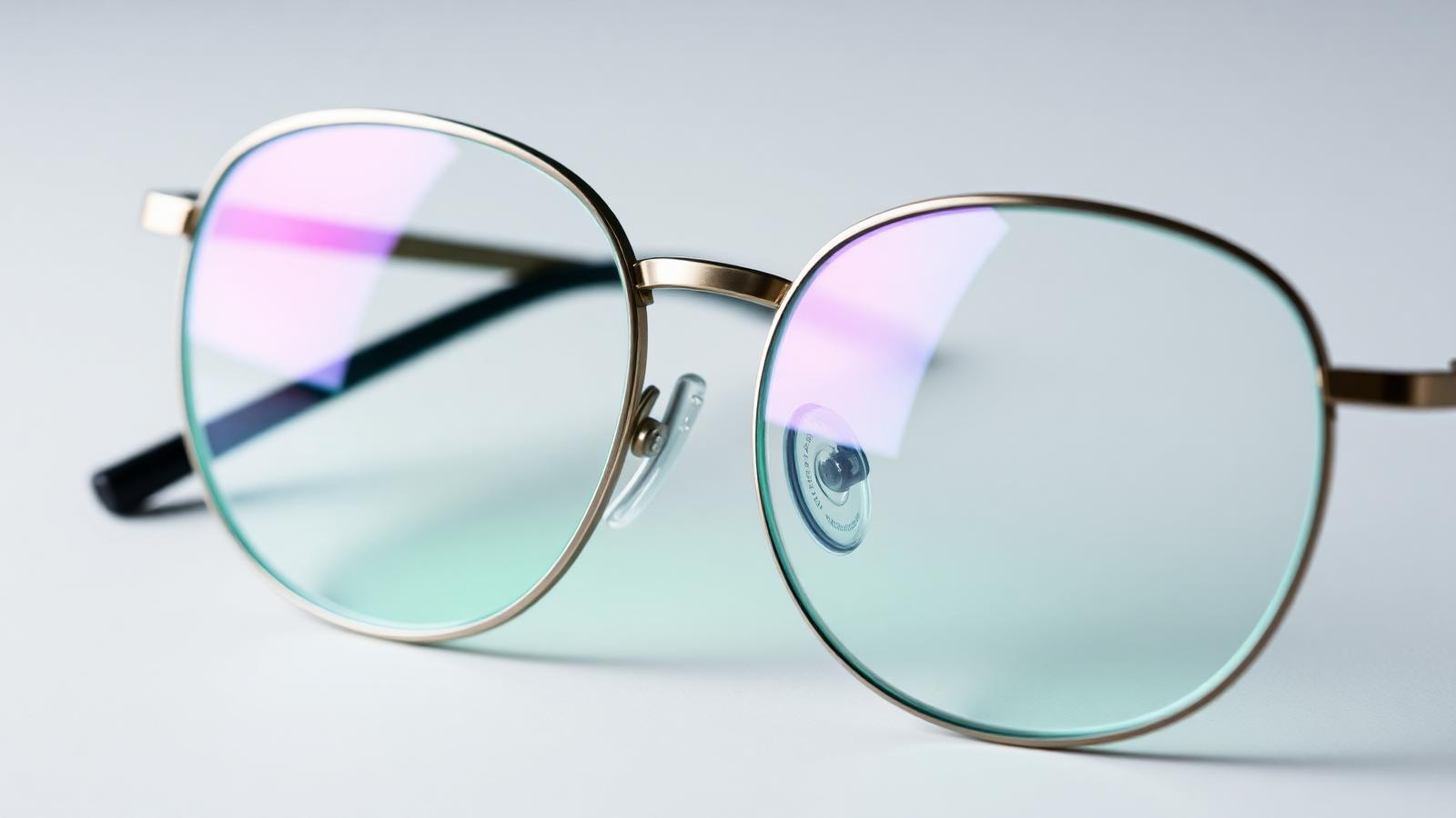 Comparação de lentes de grau finas com tratamento antirreflexo em uma armação.